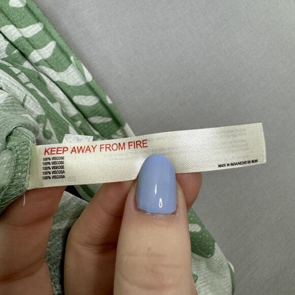 By Anthropologie Dress Womens XS Green Smocked Bandeau Leaf Tropical Cutout Maxi - Picture 14 of 14